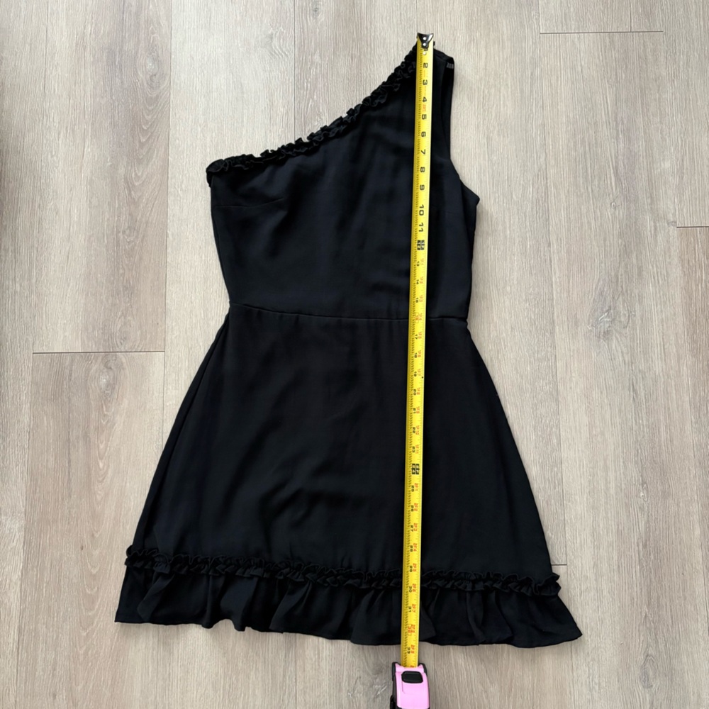 Trixxi Womens Dress Small Black Ruffles One Shoulder Midi Length Minimalist - Picture 5 of 10